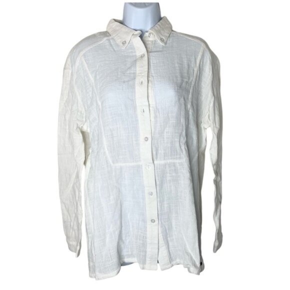 FREE PEOPLE One Teaspoon Women's Button Down Shirt Gauze Poplin Cotton White XS - Picture 3 of 16